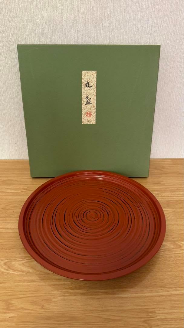 飾盆（尺一）桜に富士 沈金 輪島塗 金 赤富士山と桜のお盆 直径33.5cm